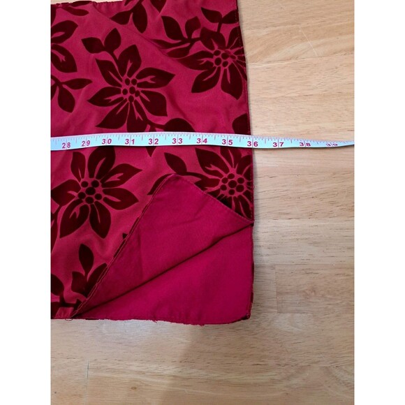 Christmas Holiday Table Runner Red Velveteen Poinsettias 72" X 14" Vintage - Picture 5 of 6